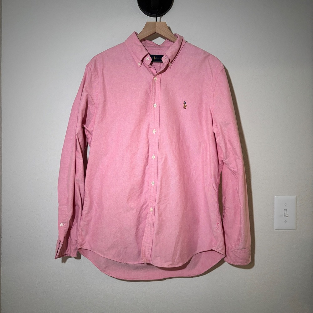 Polo Ralph Lauren Shirt Oxford Button Down L Cotton Pink Preppy Mens